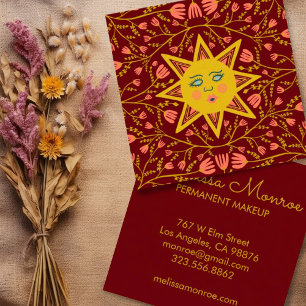 Tarjeta De Visita Cuadrada El sol y la flor viñas elegantes Boho Borgoña