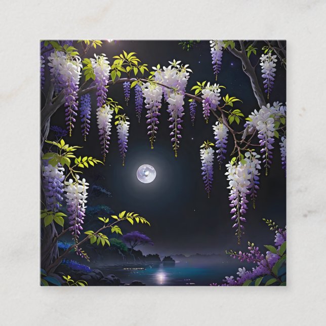 Tarjeta De Visita Cuadrada El tranquilo arte japonés de Wisteria con bl (Anverso)
