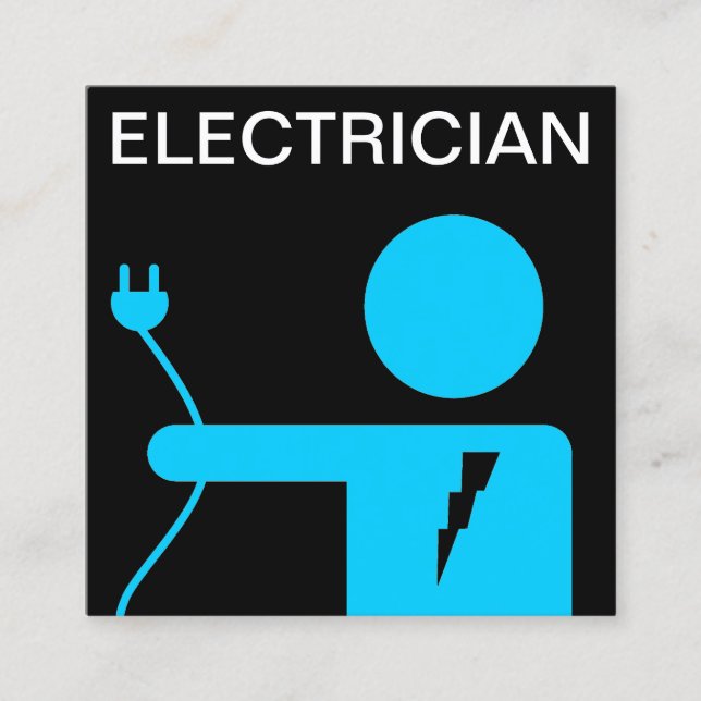 Tarjeta De Visita Cuadrada Electricista moderno con enchufe azul (Anverso)