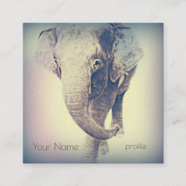 Tarjeta De Visita Cuadrada Elefante asiático en colores vintage