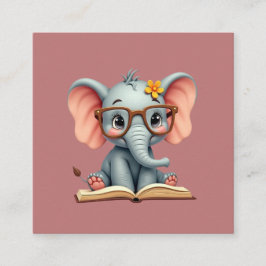 Tarjeta De Visita Cuadrada Elefante Bebé Sabio