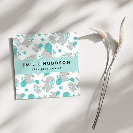 Tarjeta De Visita Cuadrada Elefantes Cutes, Centro de Juegos Infantiles, Cent