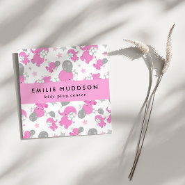 Tarjeta De Visita Cuadrada Elefantes Rosa, Centro de Juegos Infantiles, Centr