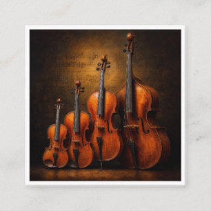 Tarjeta De Visita Cuadrada Elegancia Orquestal: La Familia del Violín en el E