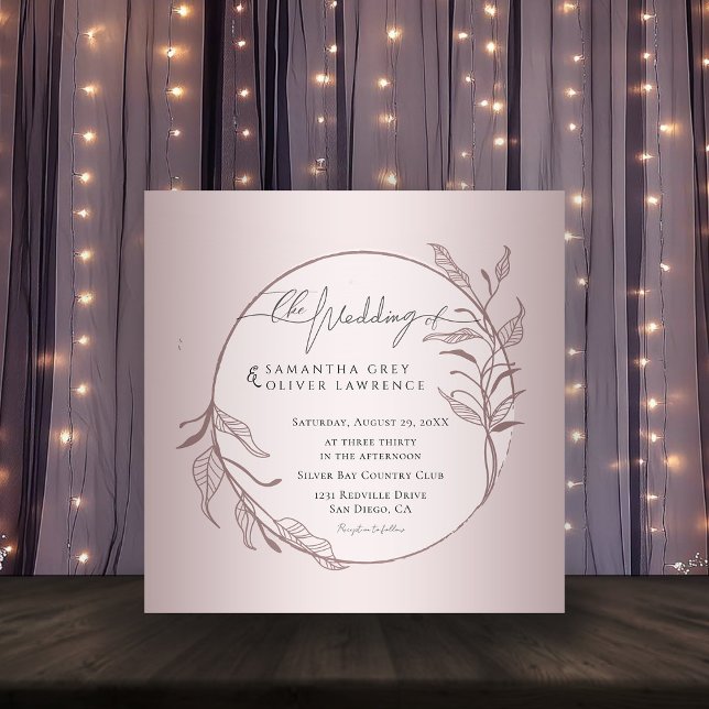 Tarjeta De Visita Cuadrada Elegant Blush Botanical Wedding Invitation Card (Subido por el creador)