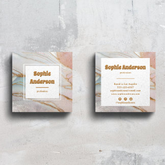 Tarjeta De Visita Cuadrada Elegant Blush & Gold Marble Square Business Card