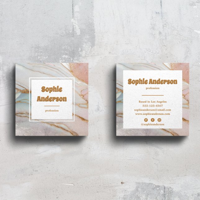Tarjeta De Visita Cuadrada Elegant Blush & Gold Marble Square Business Card (Subido por el creador)