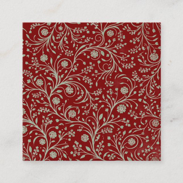 Tarjeta De Visita Cuadrada Elegant Botanical Floral Pattern – Minimal Nature  (Anverso)