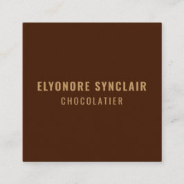 Tarjeta De Visita Cuadrada Elegant Brown Chocolatier Social Logo QR Code 