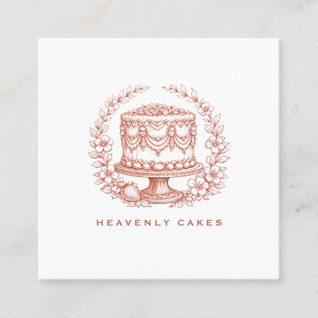 Tarjeta De Visita Cuadrada Elegant  Cake Bakery Logo (Anverso)