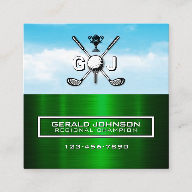 Tarjeta De Visita Cuadrada Elegant Golfer Business Card Design (Anverso)