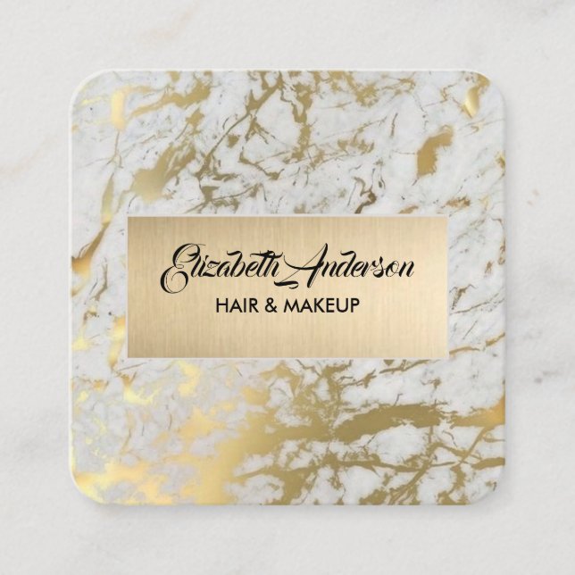 Tarjeta De Visita Cuadrada Elegant Grey and Gold Glitter (Anverso)