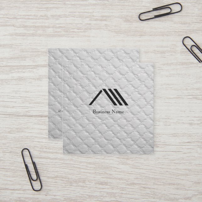 Tarjeta De Visita Cuadrada Elegant Modern Classy Logo Ivory White (Anverso/Reverso In Situ)