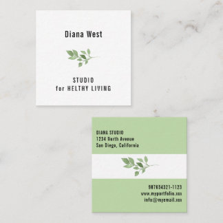Tarjeta De Visita Cuadrada Elegant Modern Green Business Card