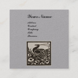 Tarjeta De Visita Cuadrada ELEGANT PAPEL MONOGRAMA PAVO REAL BLANCO NEGRO Gri