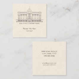 Tarjeta De Visita Cuadrada Elegant Real Estate Building Sketch Square 