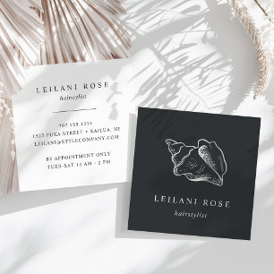 Tarjeta De Visita Cuadrada Elegant Silver Conch Shell