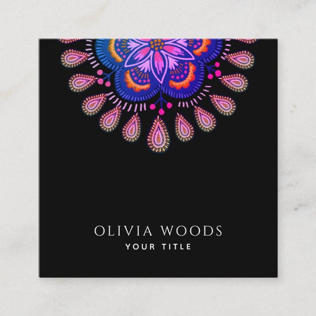 Tarjeta De Visita Cuadrada Elegant Stylized Mandala  (Anverso)