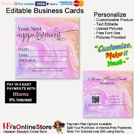 Tarjeta De Visita Cuadrada Elegant Swirly Sparkle Appointment Beautician