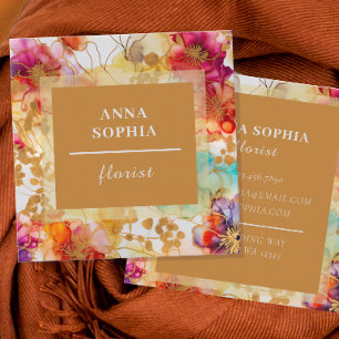 Tarjeta De Visita Cuadrada Elegante Abstract Floral