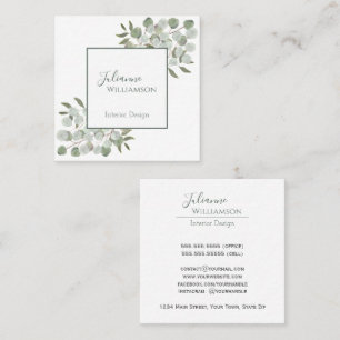 Tarjeta De Visita Cuadrada Elegante acuarela Eucalyptus Sage Green Square