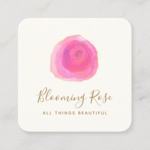 Tarjeta De Visita Cuadrada Elegante acuarela floral Rosa de autobús cuadrado