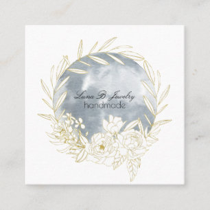 Tarjeta De Visita Cuadrada Elegante acuarela Luna Llena y tarjeta cuadrada fl