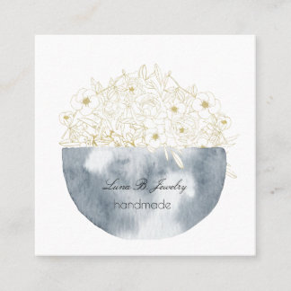 Tarjeta De Visita Cuadrada Elegante acuarela media luna y tarjeta cuadrada fl
