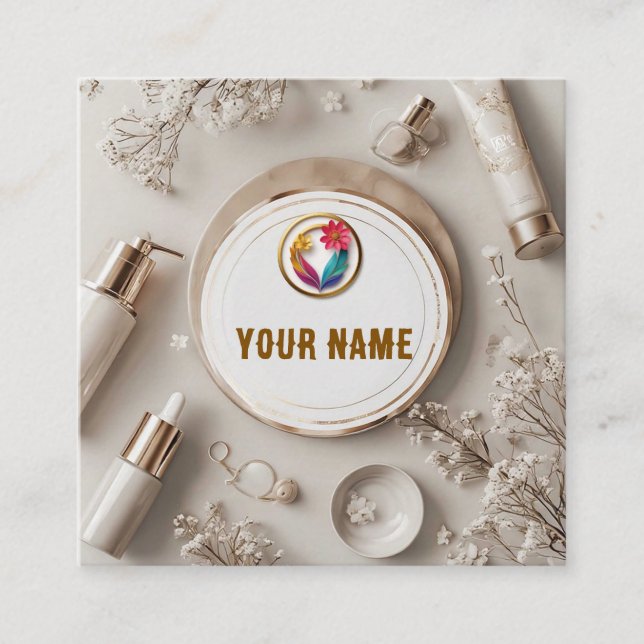 Tarjeta De Visita Cuadrada Elegante Acuerdo Cosmético (Anverso)