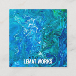 Tarjeta De Visita Cuadrada Elegante Agate Loco 2 - Blue Aqua