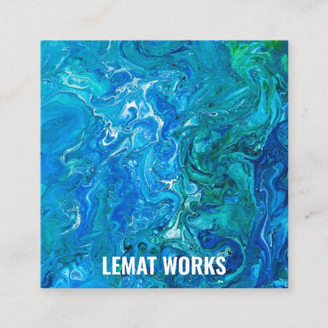 Tarjeta De Visita Cuadrada Elegante Agate Loco 2 - Blue Aqua (Anverso)