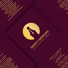 Tarjeta De Visita Cuadrada Elegante agente de firma de préstamos de oro moder