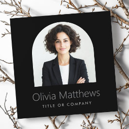 Tarjeta De Visita Cuadrada Elegante arco foto profesional moderno negro