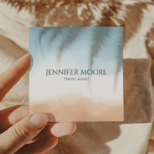 Tarjeta De Visita Cuadrada Elegante arena dorada del océano azul