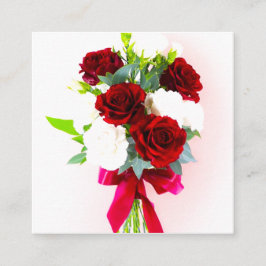 Tarjeta De Visita Cuadrada Elegante Arreglo Floral Con Borgoña