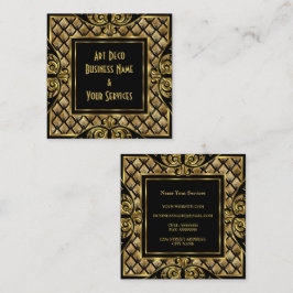 Tarjeta De Visita Cuadrada Elegante Art Deco Dorado Negro Vintage 1930 Estilo