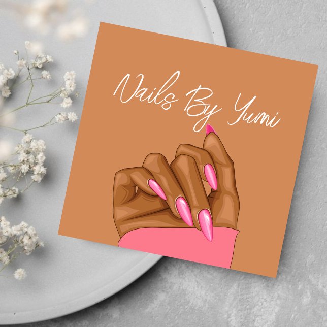 Tarjeta De Visita Cuadrada Elegante artista africano americano de uñas manicu (Subido por el creador)