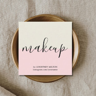 Tarjeta De Visita Cuadrada Elegante artista de maquillaje pastel simple