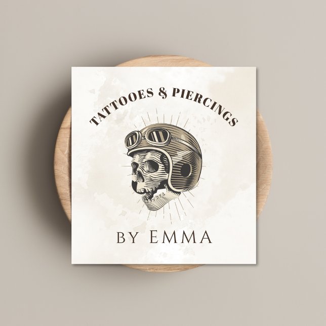 Tarjeta De Visita Cuadrada Elegante artista de tatuaje de cráneo divertido de (Subido por el creador)