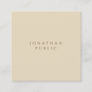 Tarjeta De Visita Cuadrada Elegante Beige Simple Plantilla Minimalista Modern