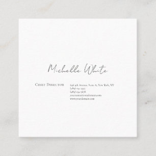 Tarjeta De Visita Cuadrada Elegante Blanco Profesional Moderno Sencillo