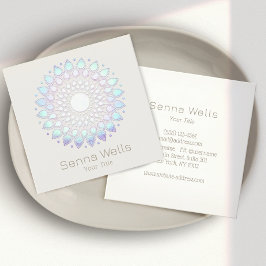 Tarjeta De Visita Cuadrada Elegante Blue Lotus Flower Mandala