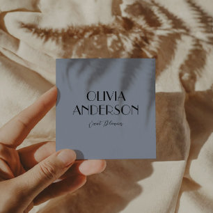 Tarjeta De Visita Cuadrada Elegante Blue Neutral Boho Moderno Trendy Único