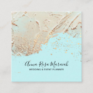 Tarjeta De Visita Cuadrada *~* Elegante Boda Aqua Relieve metalizado dorado P