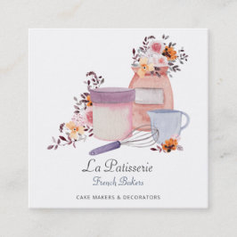 Tarjeta De Visita Cuadrada Elegante Boda floral de panadería panadería panade