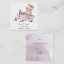 Tarjeta De Visita Cuadrada Elegante Boda floral de panadería panadería panade