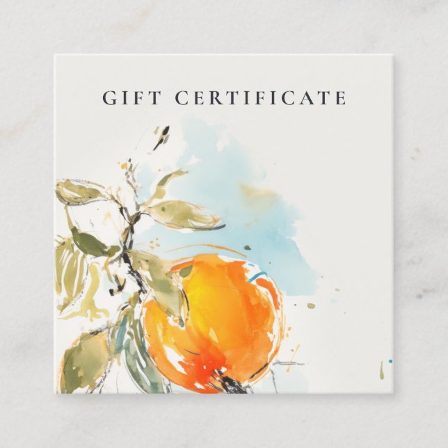 Tarjeta De Visita Cuadrada Elegante Boho Moderno Abstracto Esbozo Naranja Jar (Anverso)