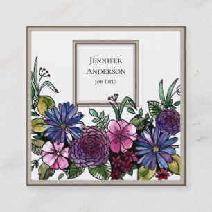 Tarjeta De Visita Cuadrada Elegante Bouquet floral