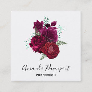 Tarjeta De Visita Cuadrada Elegante Bouquet Magenta Rosa Floral