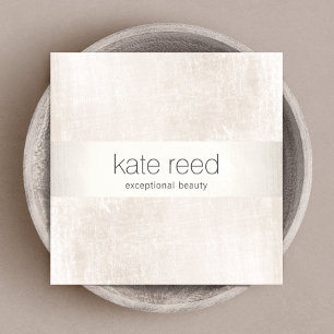 Tarjeta De Visita Cuadrada Elegante brocha de plata de mármol blanco cepillad